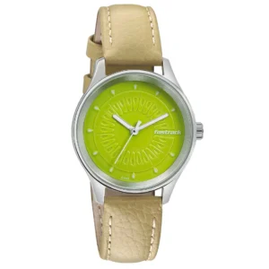 Fastrack Quartz Analog Watch for Girls Green Dial Green Leather Strap | 6203SL01