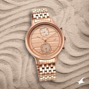 Fastrack Style Up Quartz Analog Watch for Girls Rose Gold Dial Rose Gold Stainless Steel Strap | 6207WM02