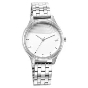 Fastrack Stunners Quartz Analog Watch for Girls Silver Dial Silver Metal Strap | 6280SM01