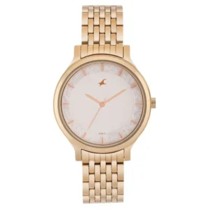 Fastrack Crush Quartz Analog Watch for Girls Silver Dial Pink Stainless Steel Strap | 6292WM01