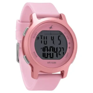 Fastrack Street Line Digital Dial Pink Silicone Strap Watch for Girls – 68027PP02