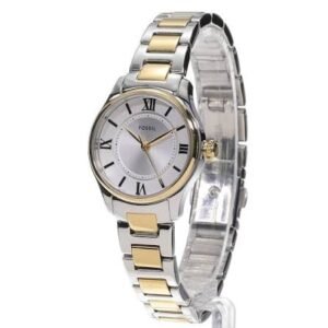 Fossil Gilmore Silver Sunray Dial Two-Tone Stainless Steel Women's Watch 28 mm – ES5422