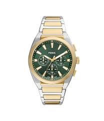 Fossil Everett Chronograph Green Dial Two-Tone Stainless Steel Men's Watch 44 mm – FS6106