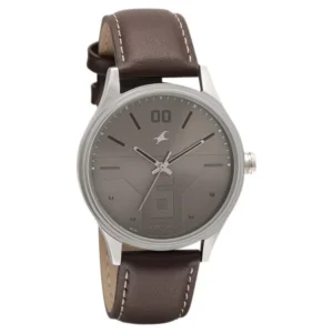 Fastrack Bare Basics Quartz Analog Brown Dial Brown Leather Strap Watch for Guys – 3247SL01
