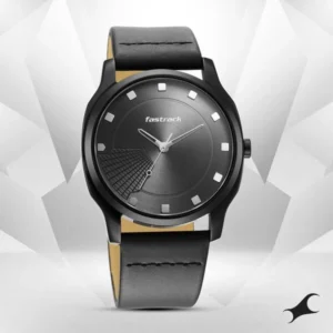Fastrack Stunners Quartz Analog Anthracite Dial Black Leather Strap Watch for Guys – 3255NL01