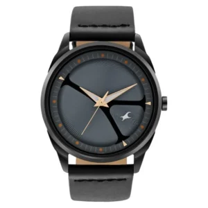 Fastrack MetaWe Quartz Analog Grey Dial Black Leather Strap Watch for Guys – 3273NL04