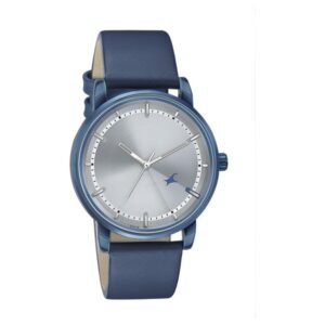 Fastrack Style Up Quartz Analog Silver Dial Blue Leather Strap Watch for Guys – 3278QL01