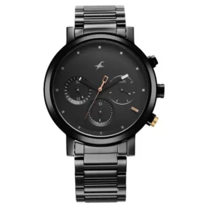 Fastrack Tick Tock Quartz Analog Black Dial Black Stainless Steel Strap Watch for Guys – 3287KM06