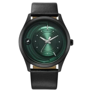 Fastrack Groove Quartz Analog Green Dial Black Leather Strap Watch for Guys – 3317NL03