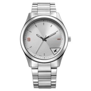Fastrack Stunners Quartz Analog Silver Dial Silver Metal Strap Watch for Guys – 3317SM01