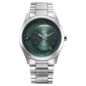Fastrack Groove Quartz Analog Green Dial Silver Stainless Steel Strap Watch for Guys – 3317SM03