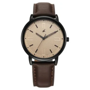 Fastrack Stunners X Quartz Analog Beige Dial Brown Leather Strap Watch for Guys – 38159NL02