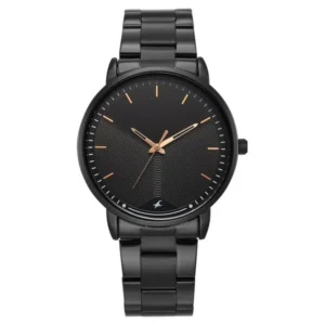 Fastrack Stunners Quartz Analog Black Dial Brown Stainless Steel Strap Watch for Guys – 38159NM02