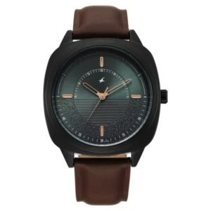Fastrack Stunners Quartz Analog Green Dial Brown Leather Strap Watch for Guys – 38161NL02