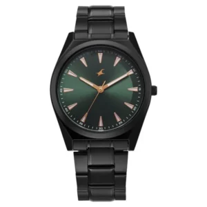 Fastrack Stunners X Quartz Analog Green Dial Black Stainless Steel Strap Watch for Guys – 38162NM01