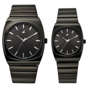 Fastrack MixMatched Quartz Analog Multicoloured Dial Two-Toned Stainless Steel Strap Couple Watch – 3819268060QM02