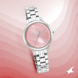 Fastrack Stunners Quartz Analog Pink Dial Silver Metal Strap Watch for Girls – 6267SM02