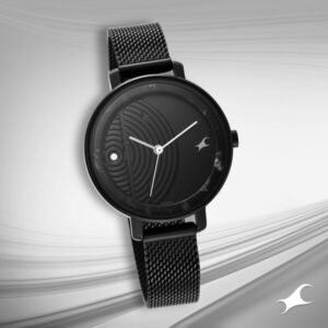 Fastrack Younique Quartz Analog Black Dial Black Stainless Steel Strap Watch for Girls – 6278NM01