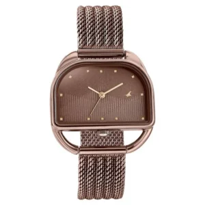 Fastrack Style Up Quartz Analog Brown Dial Brown Stainless Steel Strap Watch for Girls – 6307QM01