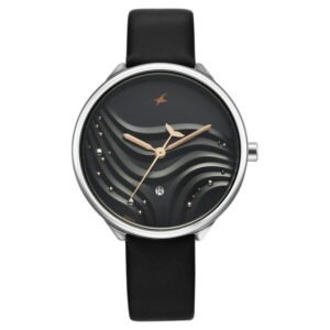 Fastrack Oceanyx Quartz Analog with Date Black Dial Black Leather Strap Watch for Girls – 6316SL01