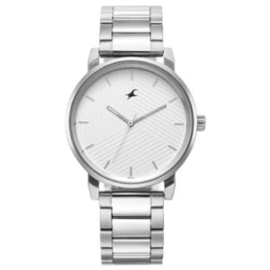 Fastrack Stunners Quartz Analog White Dial Silver Metal Strap Watch for Guys – 3278SM04