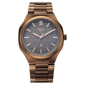 Vyb Horizon by Fastrack Quartz Analog Beige Dial Brown Stainless Steel Strap Watch for Guys – FV30052QM01W