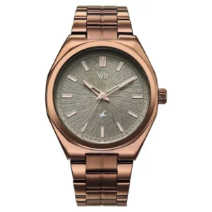 Vyb Aviator by Fastrack Quartz Analog Beige Dial Brown Stainless Steel Strap Watch for Guys – FV30061QM01W