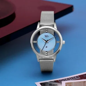 VYB Runway by Fastrack Quartz Analog Blue Dial Silver Stainless Steel Strap Watch for Girls – FV60090SM01